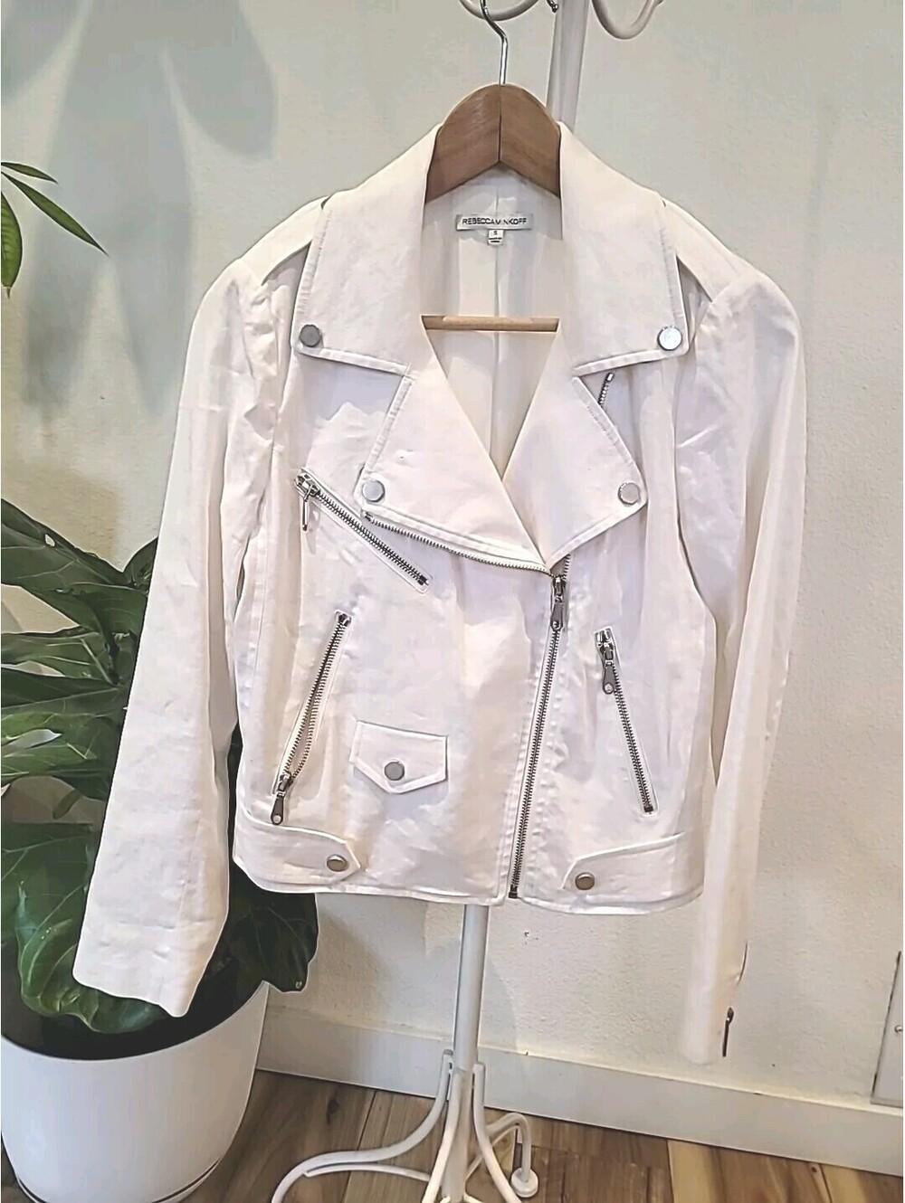 Rebecca Minkoff White Motorcycle Jacket Size Small